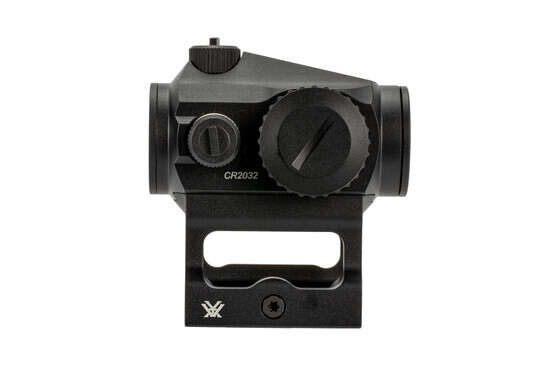 Vortex Optics Crossfire 2 micro red dot with AR-15 mount and right side controls.